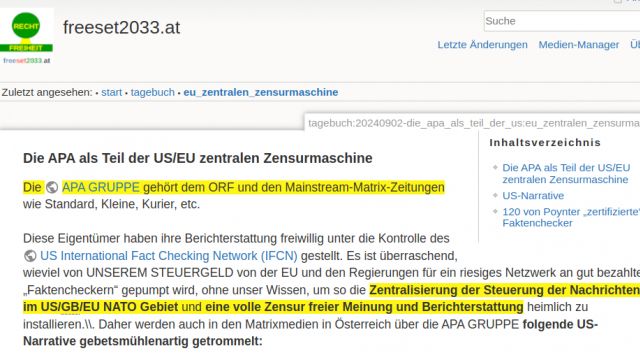 Die APA als Teil der US/EU zentralen Zensurmaschine