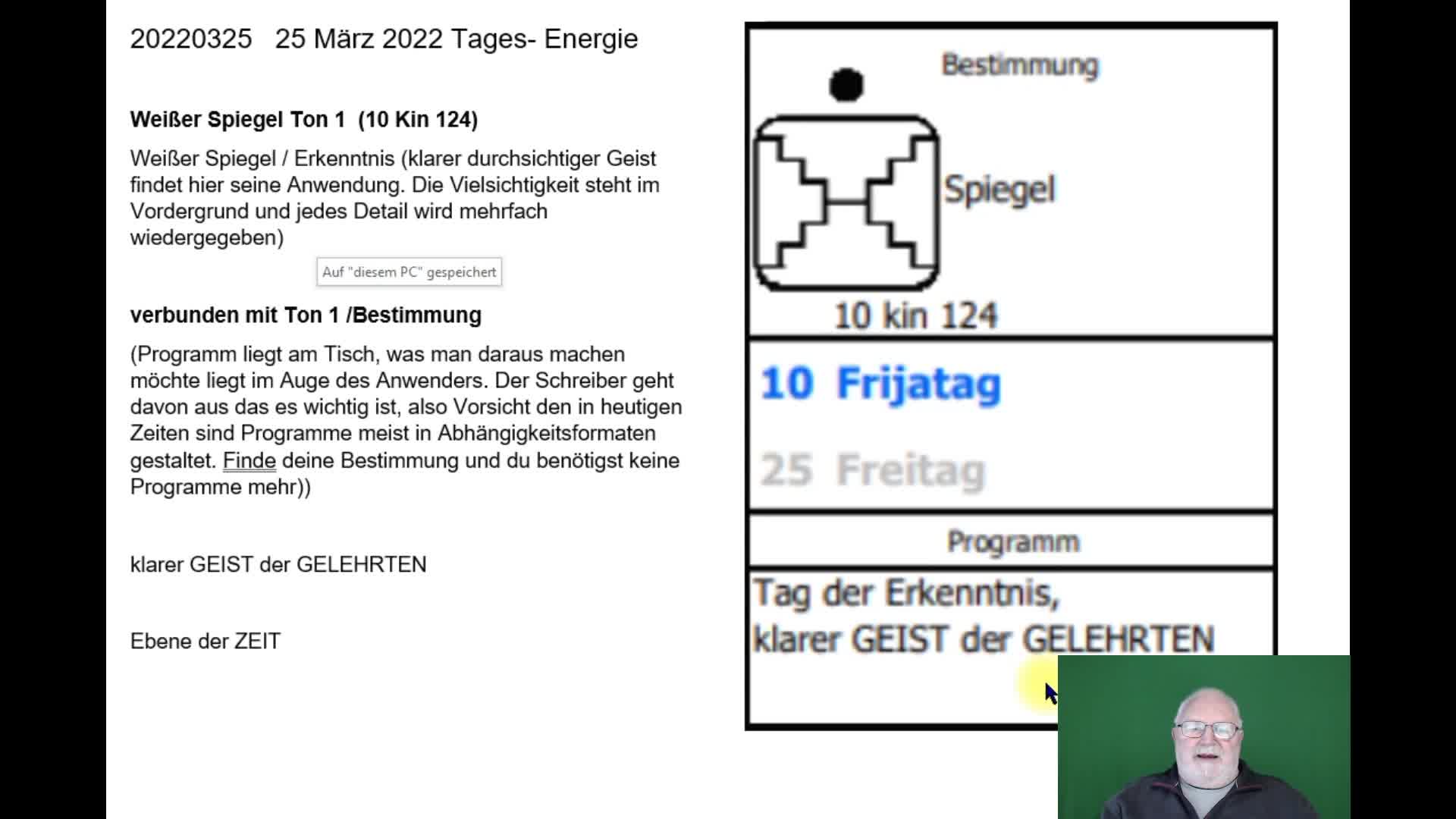 25 März 2022 Tagesenergie Weißer Spiegel Ton 1