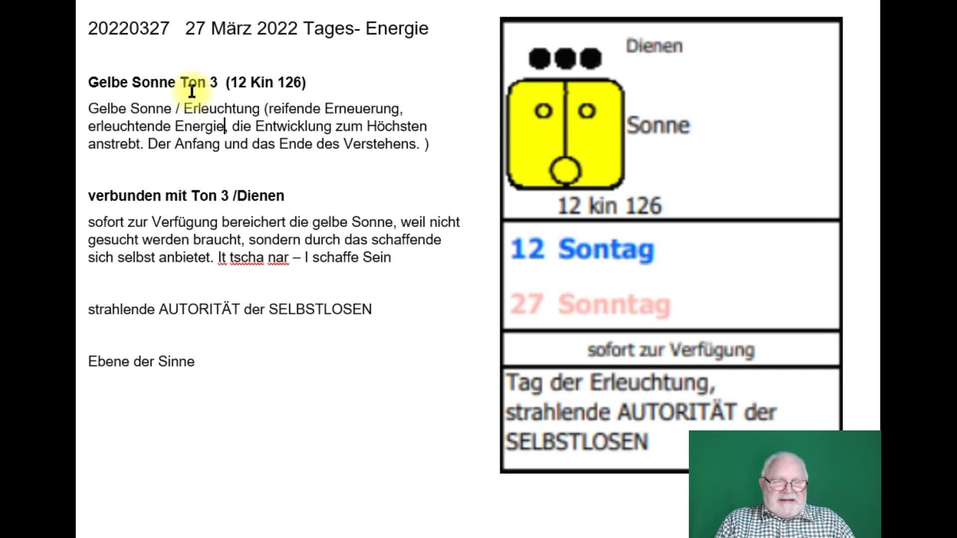 27 März 2022 Tagesenergie Gelbe Sonne Ton 3