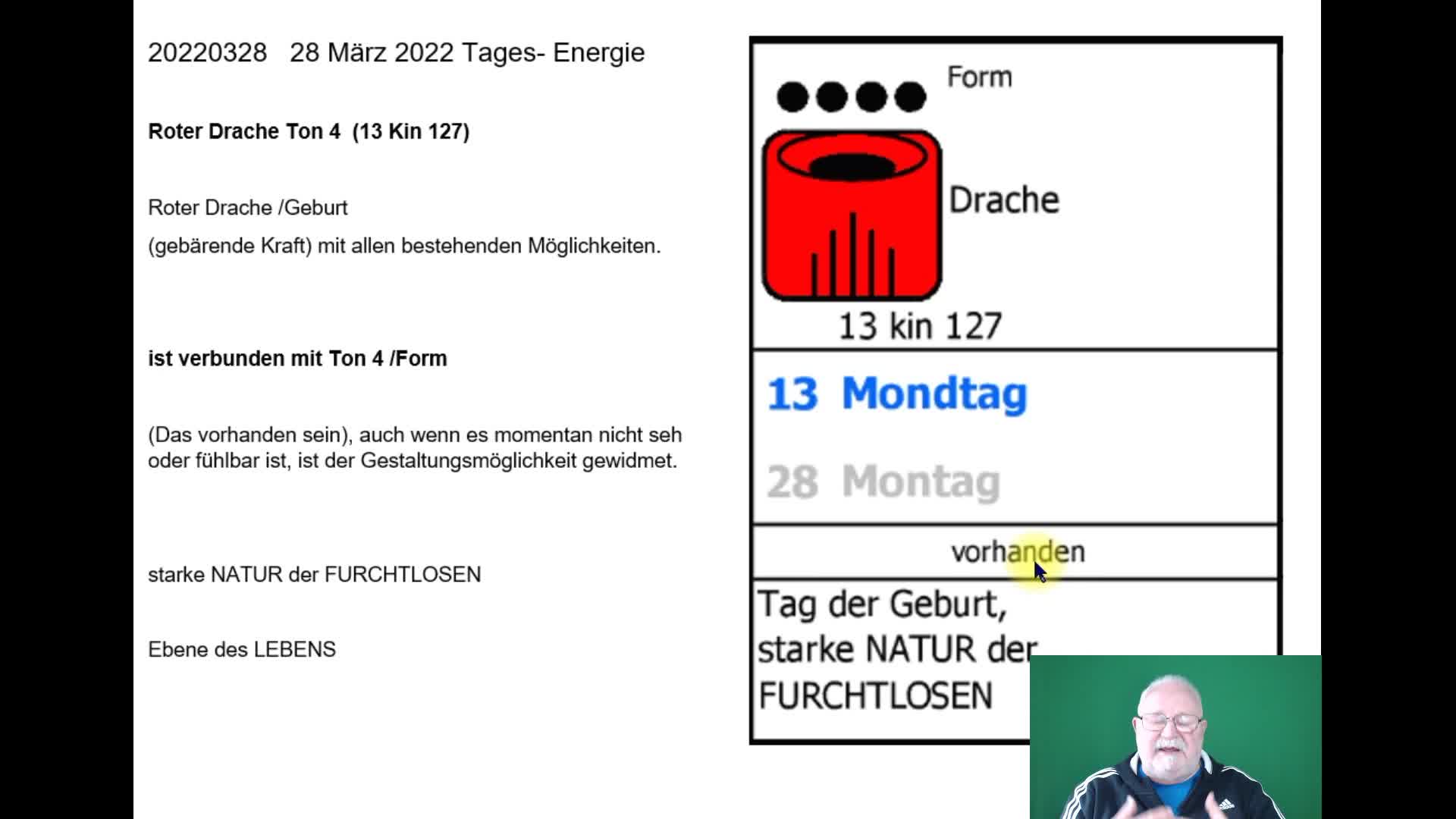 28 März 2022 Tagesenergie Roter Drache Ton 4