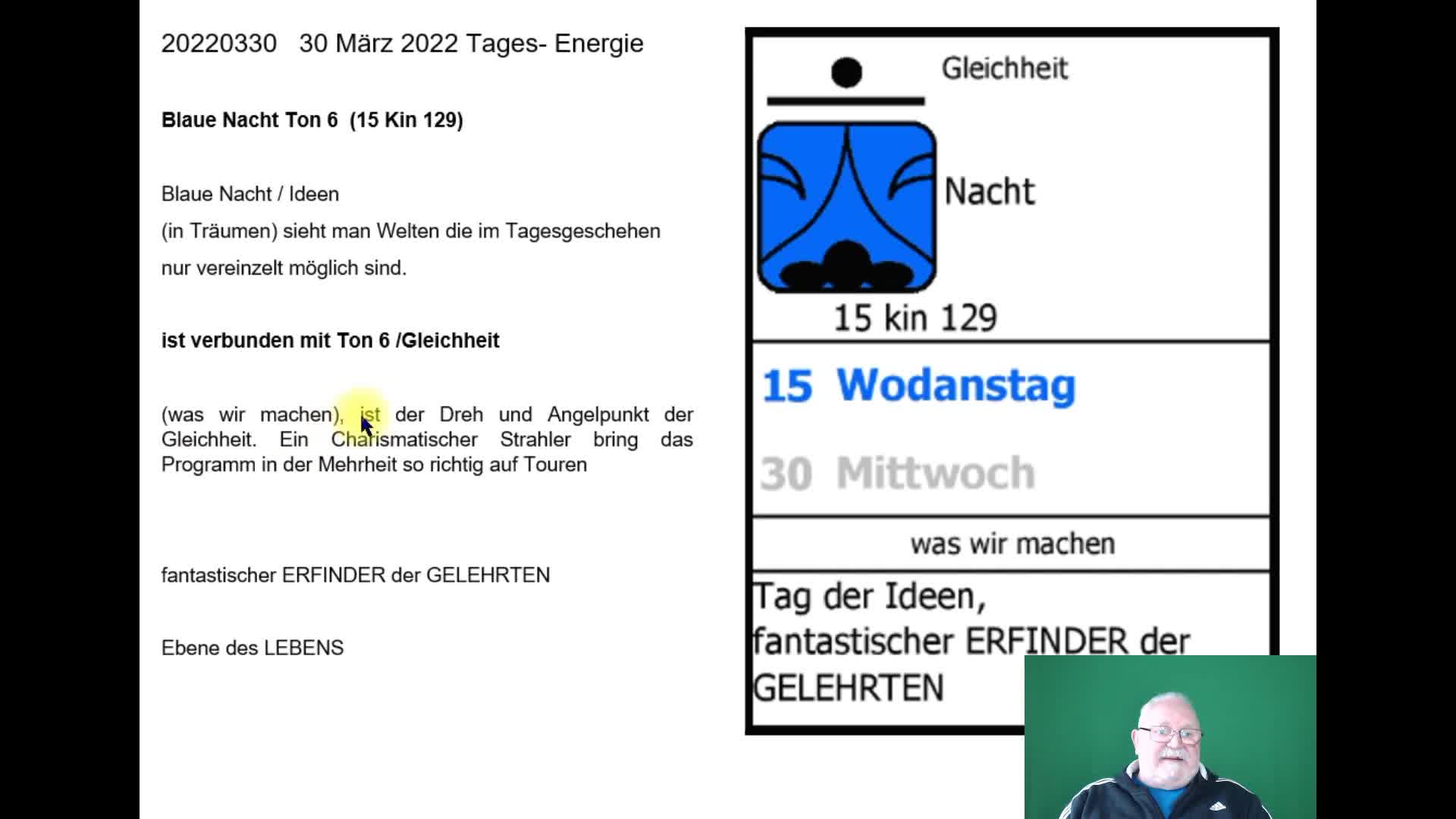 30 März 2022 Tagesenergie Blaue Nacht Ton 6