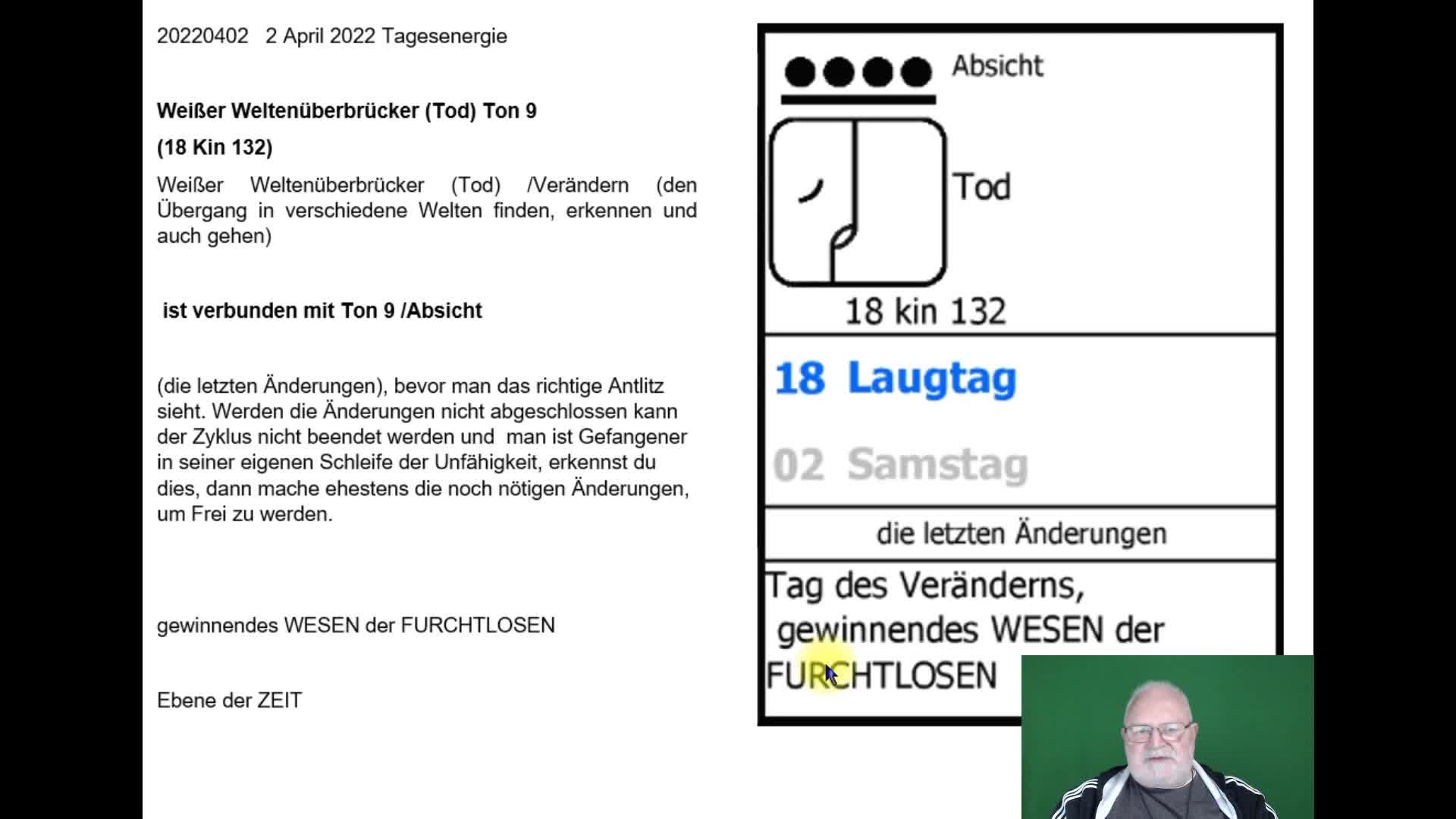 2 April 2022 Tagesenergie Weißer Weltenüberbrücker Ton 9