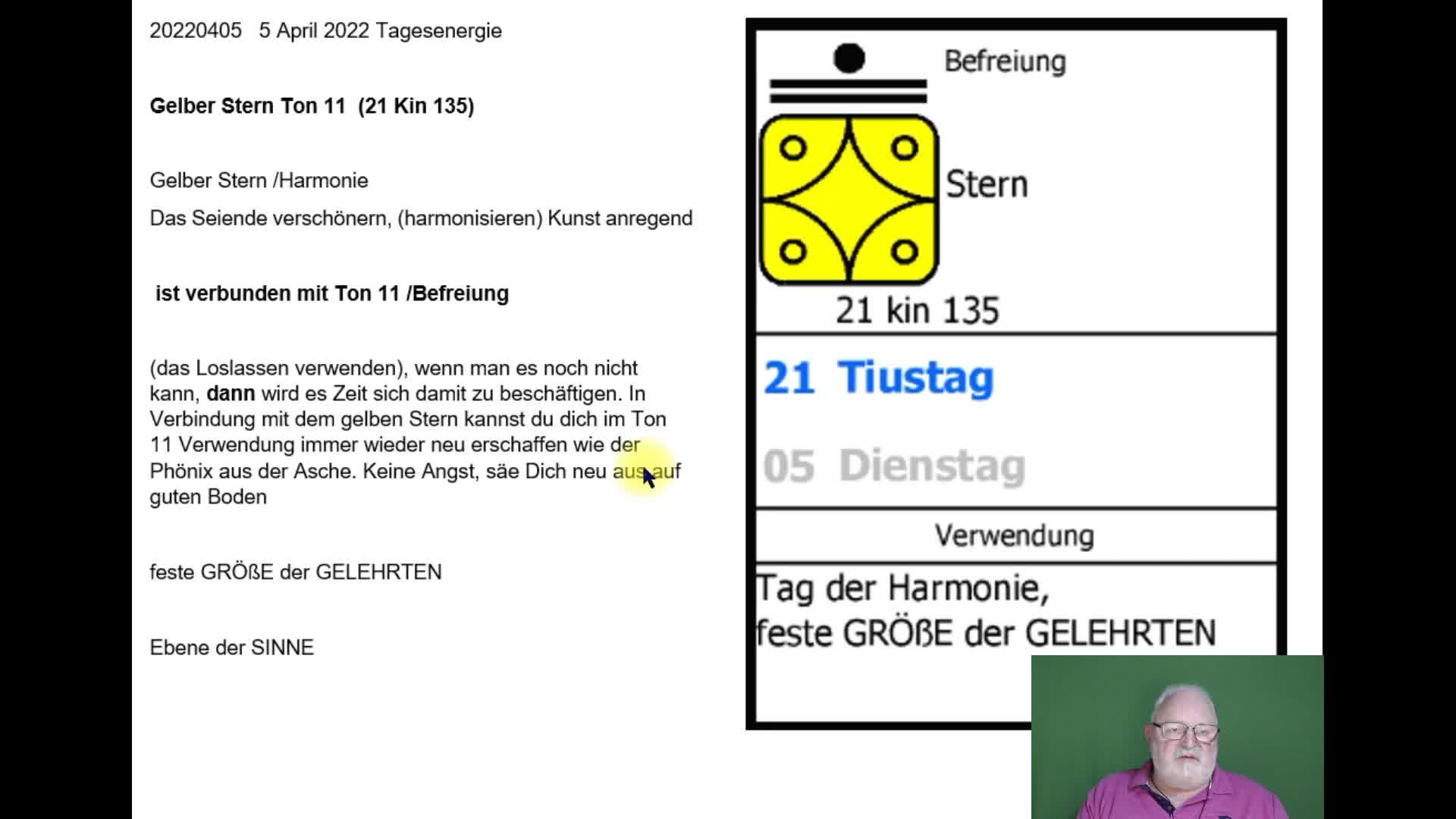 5 April 2022 Tagesenergie Gelber Stern Ton 11