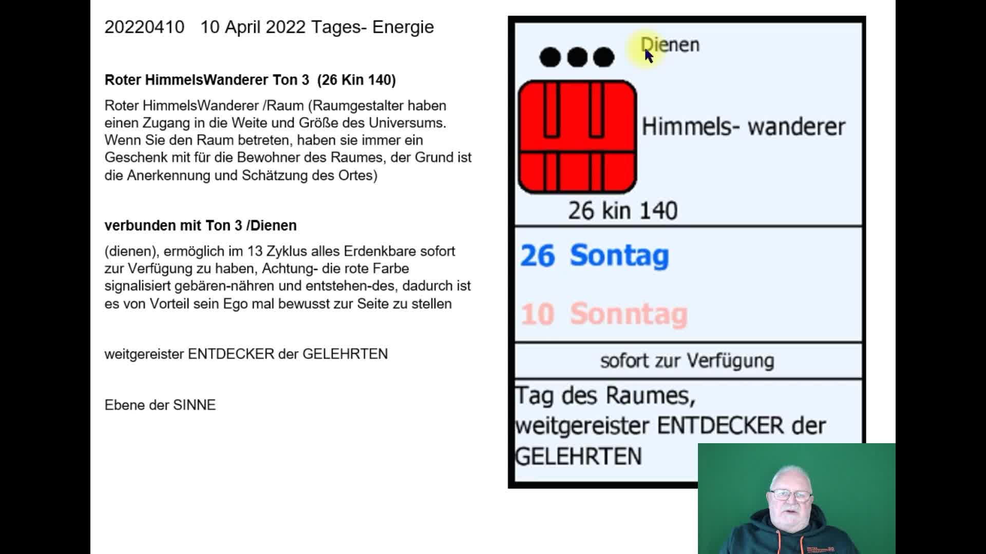 10 April 2022 Tagesenergie Roter Himmelswanderer Ton 3