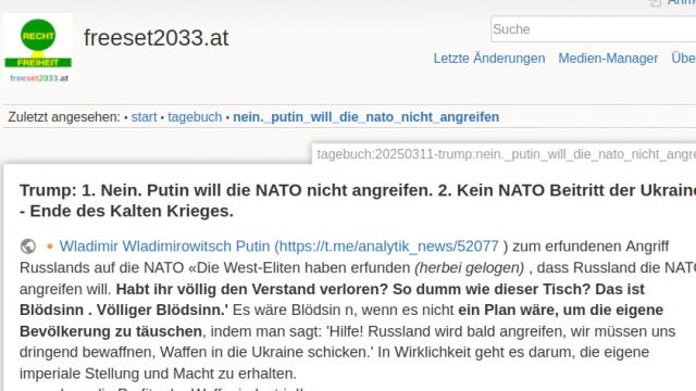 Trump: 1. Nein. Putin will die NATO nicht angreifen. 2. Kein NATO Beitritt der Ukraine. - Ende des Kalten Krieges.